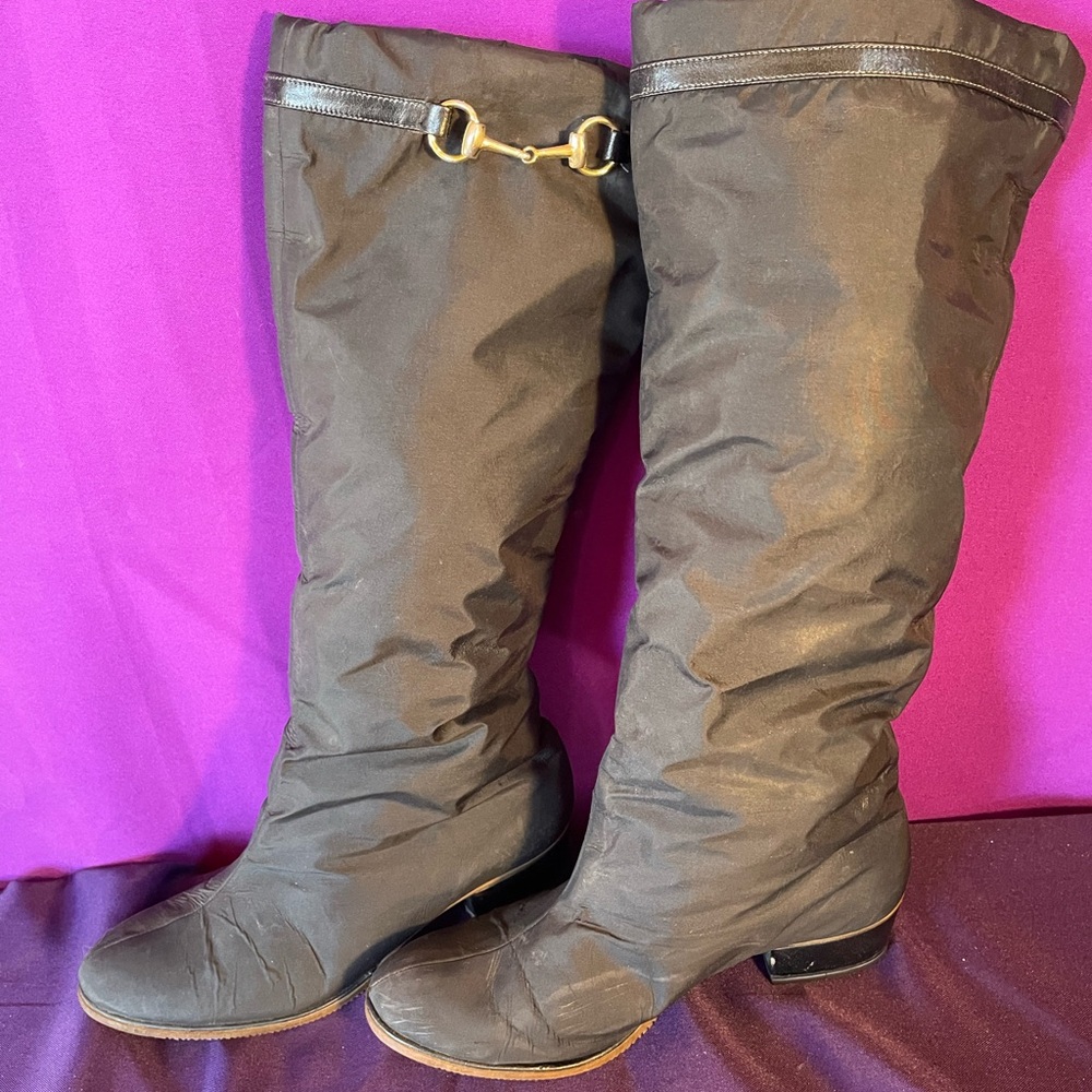 Vintage Rare Find Gucci Black Fleece Lined Knee high boots. Women’s size 8 - Picture 2 of 5